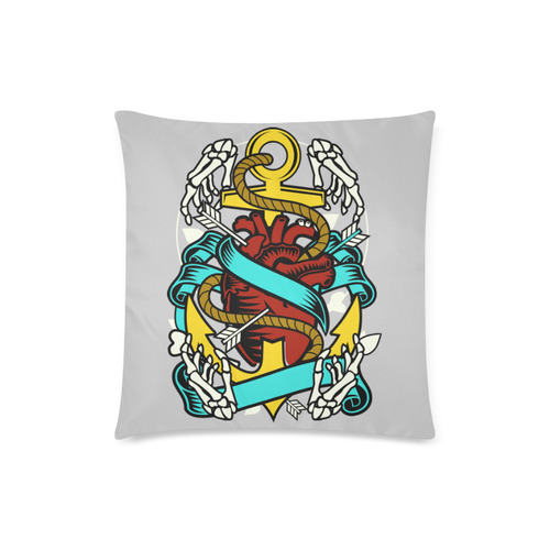 Heart And Anchor Modern Light Grey Custom Zippered Pillow Case 18"x18"(Twin Sides)