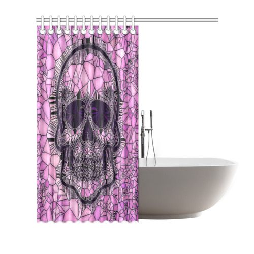 Glass Mosaic Skull,pink by JamColors Shower Curtain 66"x72"
