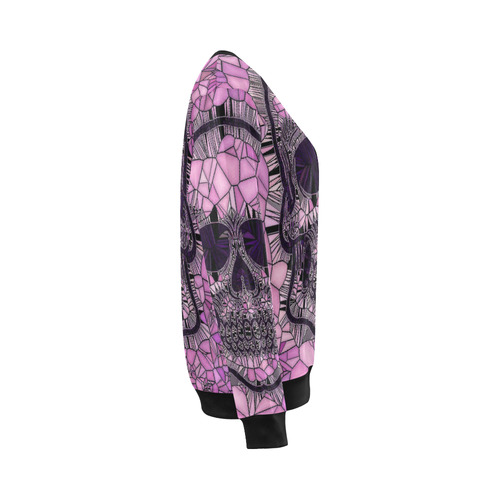Glass Mosaic Skull,pink by JamColors All Over Print Crewneck Sweatshirt for Women (Model H18)