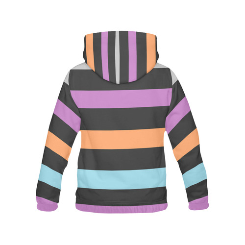 Black Pastel Stripes All Over Print Hoodie for Women (USA Size) (Model H13)