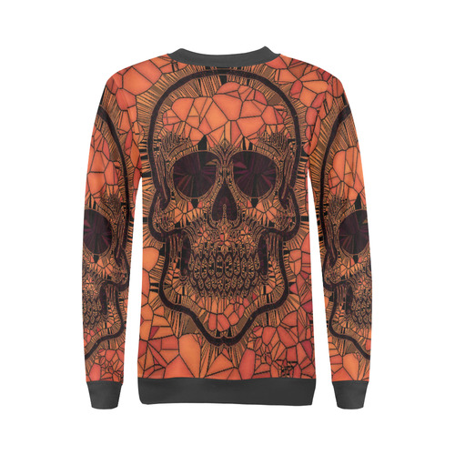 Glass Mosaic Skull,red by JamColors All Over Print Crewneck Sweatshirt for Women (Model H18)