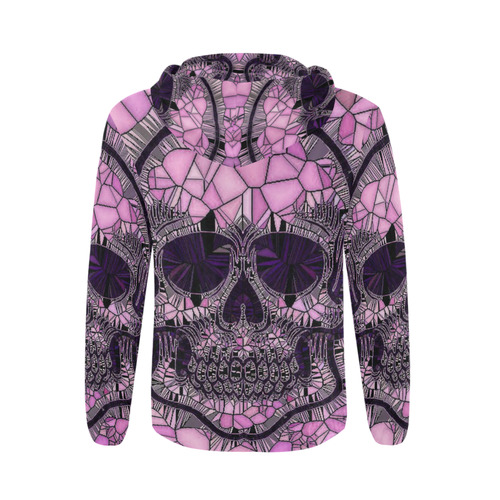 Glass Mosaic Skull,pink by JamColors All Over Print Full Zip Hoodie for Men (Model H14)