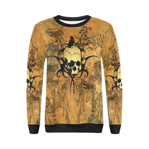 Awesome skull with tribal All Over Print Crewneck Sweatshirt for Women (Model H18)