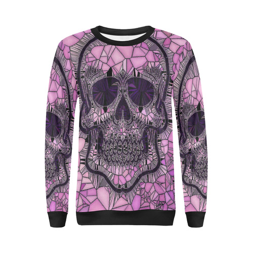 Glass Mosaic Skull,pink by JamColors All Over Print Crewneck Sweatshirt for Women (Model H18)