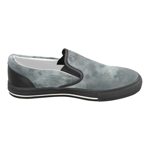 Dark grey letter vintage batik look Slip-on Canvas Shoes for Kid (Model 019)