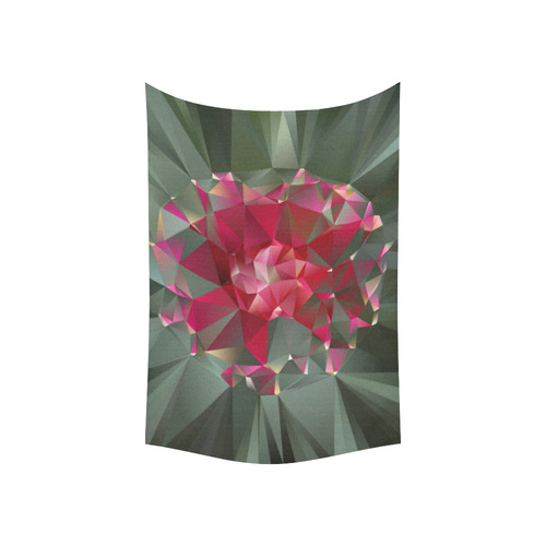 Ruby Low Poly Floral Geometric Triangles Cotton Linen Wall Tapestry 60"x 40"