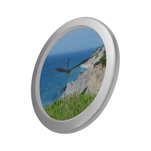 Block Island Bluffs - Block Island, Rhode Island Silver Color Wall Clock