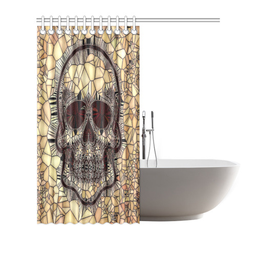 Glass Mosaic Skull,beige by JamColors Shower Curtain 66"x72"