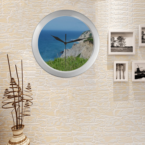 Block Island Bluffs - Block Island, Rhode Island Silver Color Wall Clock