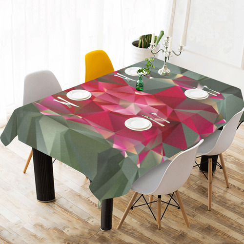 Ruby Low Poly Floral Geometric Triangles Cotton Linen Tablecloth 60"x120"