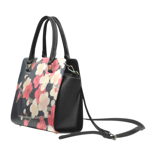 Pink Sakura Japanese Floral Low Poly Geometric Classic Shoulder Handbag (Model 1653)