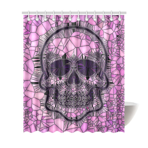 Glass Mosaic Skull,pink by JamColors Shower Curtain 72"x84"