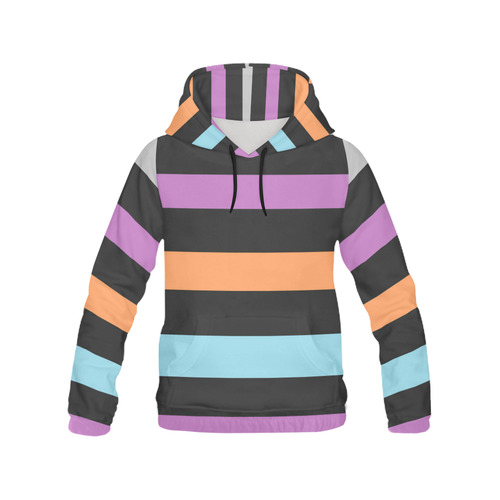 Black Pastel Stripes All Over Print Hoodie for Women (USA Size) (Model H13)