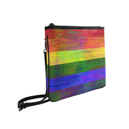 Rainbow Flag Colored Stripes Dark Grunge Slim Clutch Bag (Model 1668)