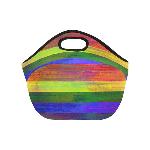 Rainbow Flag Colored Stripes Dark Grunge Neoprene Lunch Bag/Small (Model 1669)