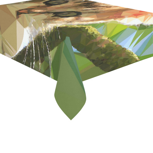 Kitten In Tree Low Poly Triangles Cotton Linen Tablecloth 60" x 90"