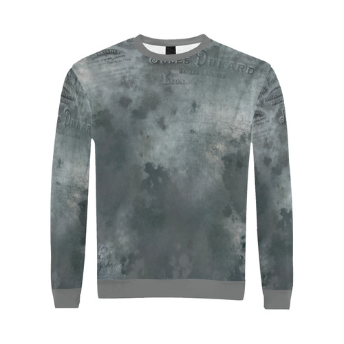 Dark grey letter vintage batik look All Over Print Crewneck Sweatshirt for Men/Large (Model H18)