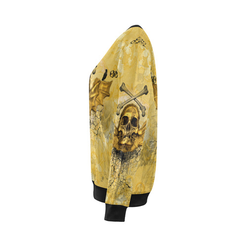 Awesome skull in golden colors All Over Print Crewneck Sweatshirt for Women (Model H18)