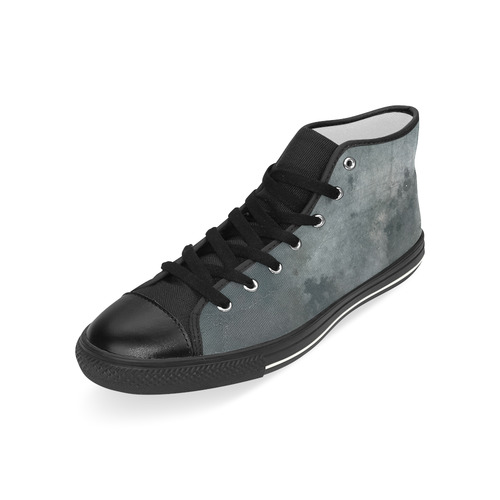 Dark grey letter vintage batik look Men’s Classic High Top Canvas Shoes (Model 017)