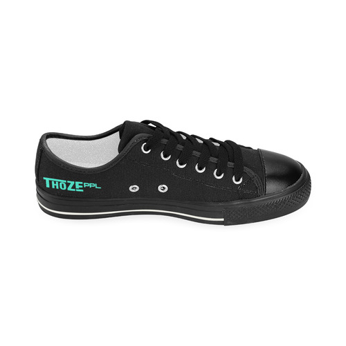 Thoze Low for Ladies (Aqua on Black) Women's Classic Canvas Shoes (Model 018)