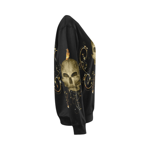 The golden skull All Over Print Crewneck Sweatshirt for Women (Model H18)