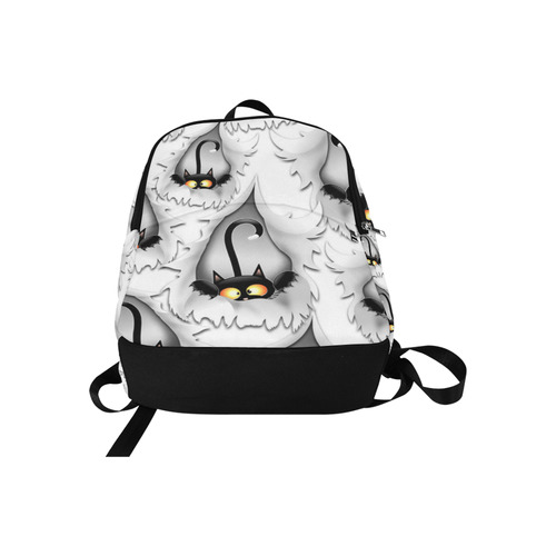 Fun Cat Cartoon in ripped fabric Hole Fabric Backpack for Adult (Model 1659)