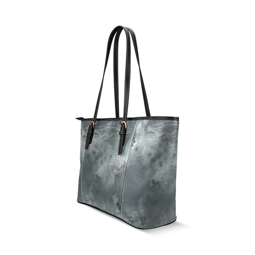 Dark grey letter vintage batik look Leather Tote Bag/Large (Model 1640)