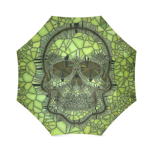Glass Mosaic Skull,green by JamColors Foldable Umbrella (Model U01)