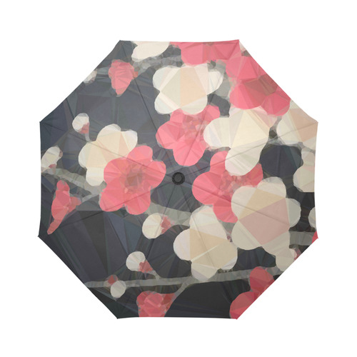 Pink Sakura Japanese Floral Low Poly Geometric Auto-Foldable Umbrella (Model U04)