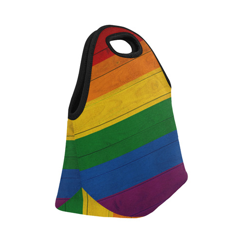 Rainbow Flag Colored Stripes Wood Neoprene Lunch Bag/Small (Model 1669)