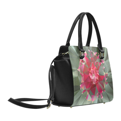 Ruby Low Poly Floral Geometric Triangles Classic Shoulder Handbag (Model 1653)