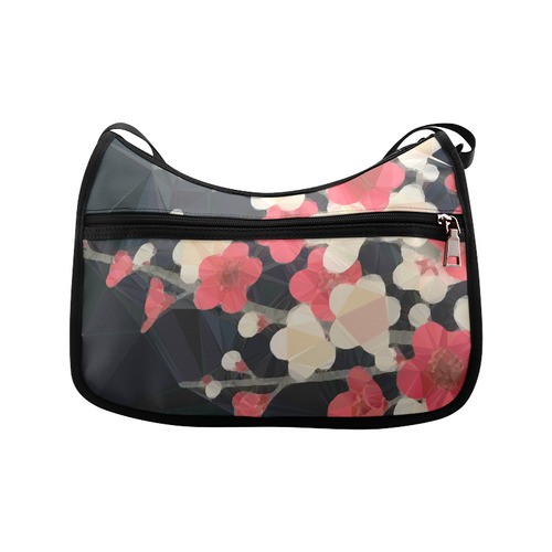 Pink Sakura Japanese Floral Low Poly Geometric Crossbody Bags (Model 1616)