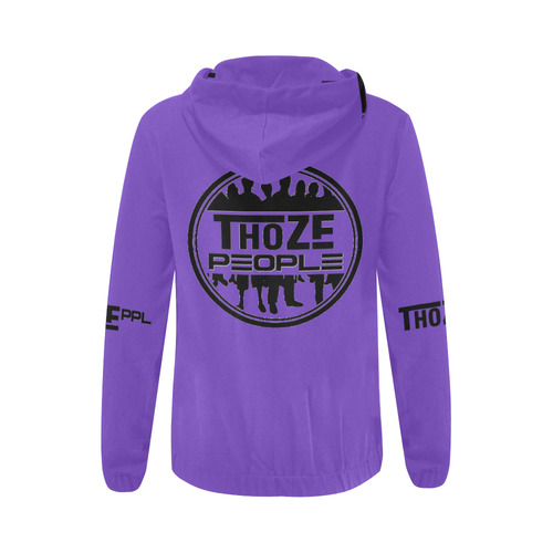 Thoze People Ladies Jacket w/ hood (black on purple) All Over Print Full Zip Hoodie for Women (Model H14)