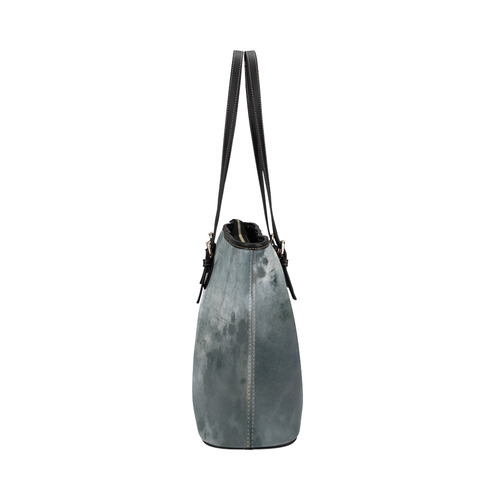 Dark grey letter vintage batik look Leather Tote Bag/Large (Model 1651)
