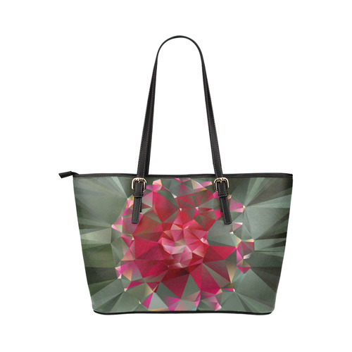 Ruby Low Poly Floral Geometric Triangles Leather Tote Bag/Large (Model 1651)