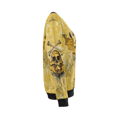 Awesome skull in golden colors All Over Print Crewneck Sweatshirt for Women (Model H18)