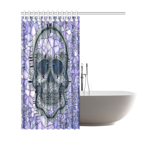 Glass Mosaic Skull, blue by JamColors Shower Curtain 69"x72"