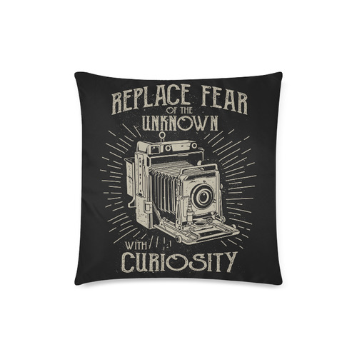 Replace Fear Black Custom Zippered Pillow Case 18"x18"(Twin Sides)