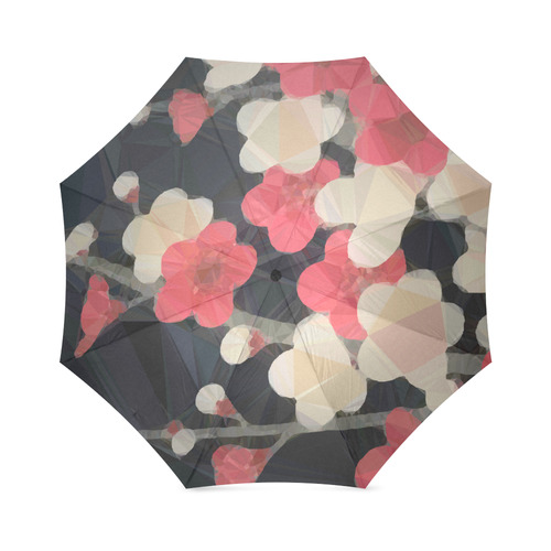 Pink Sakura Japanese Floral Low Poly Geometric Foldable Umbrella (Model U01)