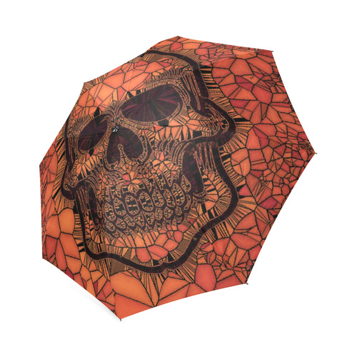 Glass Mosaic Skull,red by JamColors Foldable Umbrella (Model U01)