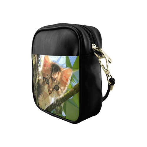 Kitten In Tree Low Poly Triangles Sling Bag (Model 1627)