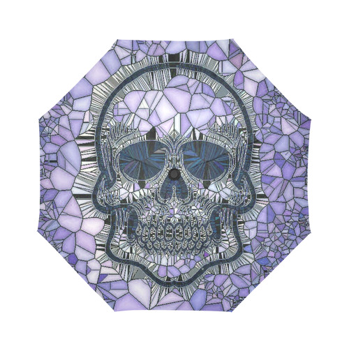 Glass Mosaic Skull, blue by JamColors Auto-Foldable Umbrella (Model U04)