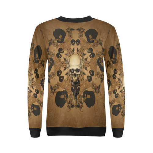 Skull with skull mandala on the background All Over Print Crewneck Sweatshirt for Women (Model H18)