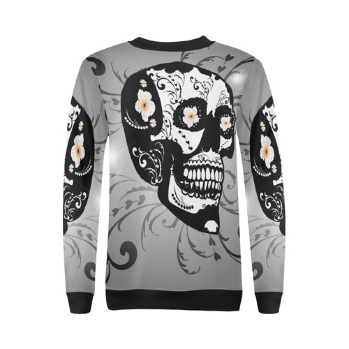 Wonderful sugar skull in black and white All Over Print Crewneck Sweatshirt for Women (Model H18)
