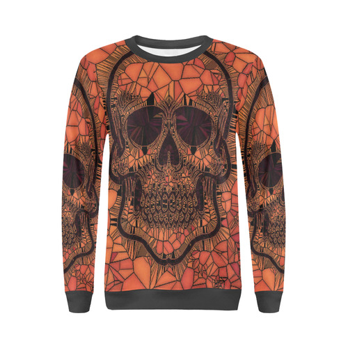 Glass Mosaic Skull,red by JamColors All Over Print Crewneck Sweatshirt for Women (Model H18)