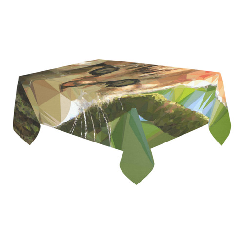 Kitten In Tree Low Poly Triangles Cotton Linen Tablecloth 60" x 90"