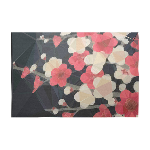 Pink Sakura Japanese Floral Low Poly Geometric Cotton Linen Tablecloth 60" x 90"