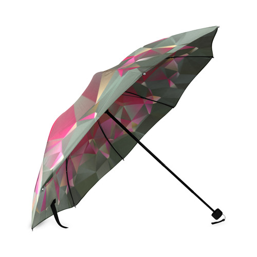 Ruby Low Poly Floral Geometric Triangles Foldable Umbrella (Model U01)