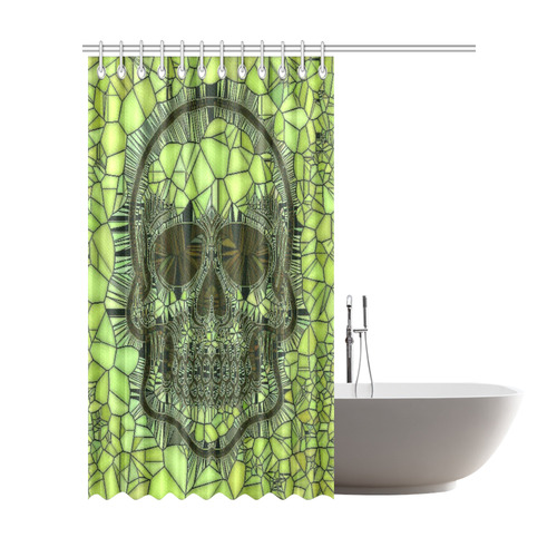 Glass Mosaic Skull,green by JamColors Shower Curtain 72"x84"