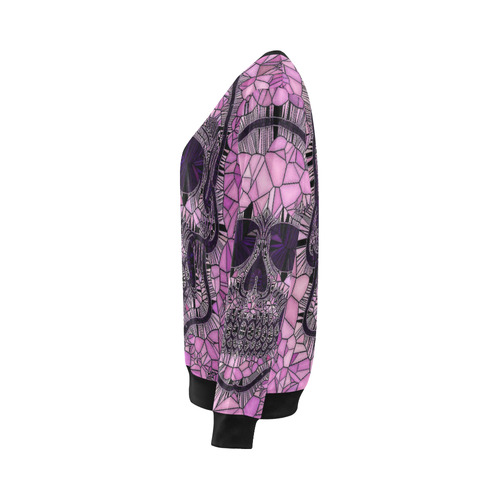 Glass Mosaic Skull,pink by JamColors All Over Print Crewneck Sweatshirt for Women (Model H18)